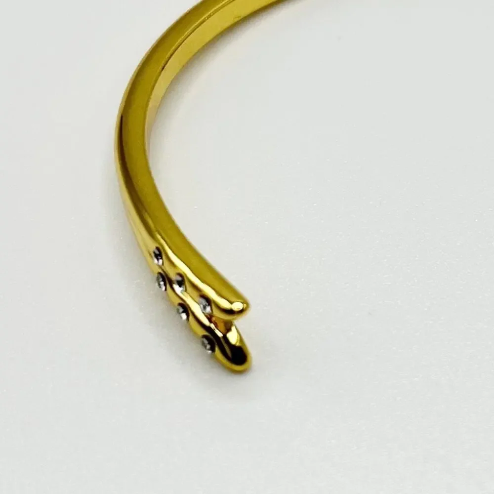 Michelle Campbell Gold Talon‎ Open Bangle Cuff with Rhinestones